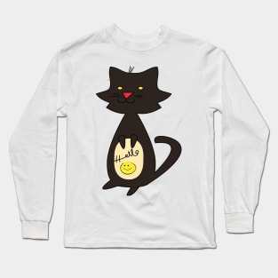 cute cat say hello Long Sleeve T-Shirt